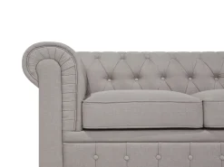 Online Beliani Divano angolare 6 posti CHESTERFIELD Tessuto Beige Lato destro Beige Marrone