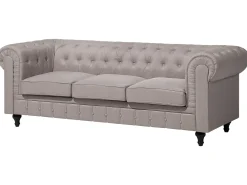 Online Beliani Divano angolare 6 posti CHESTERFIELD Tessuto Beige Lato destro Beige Marrone