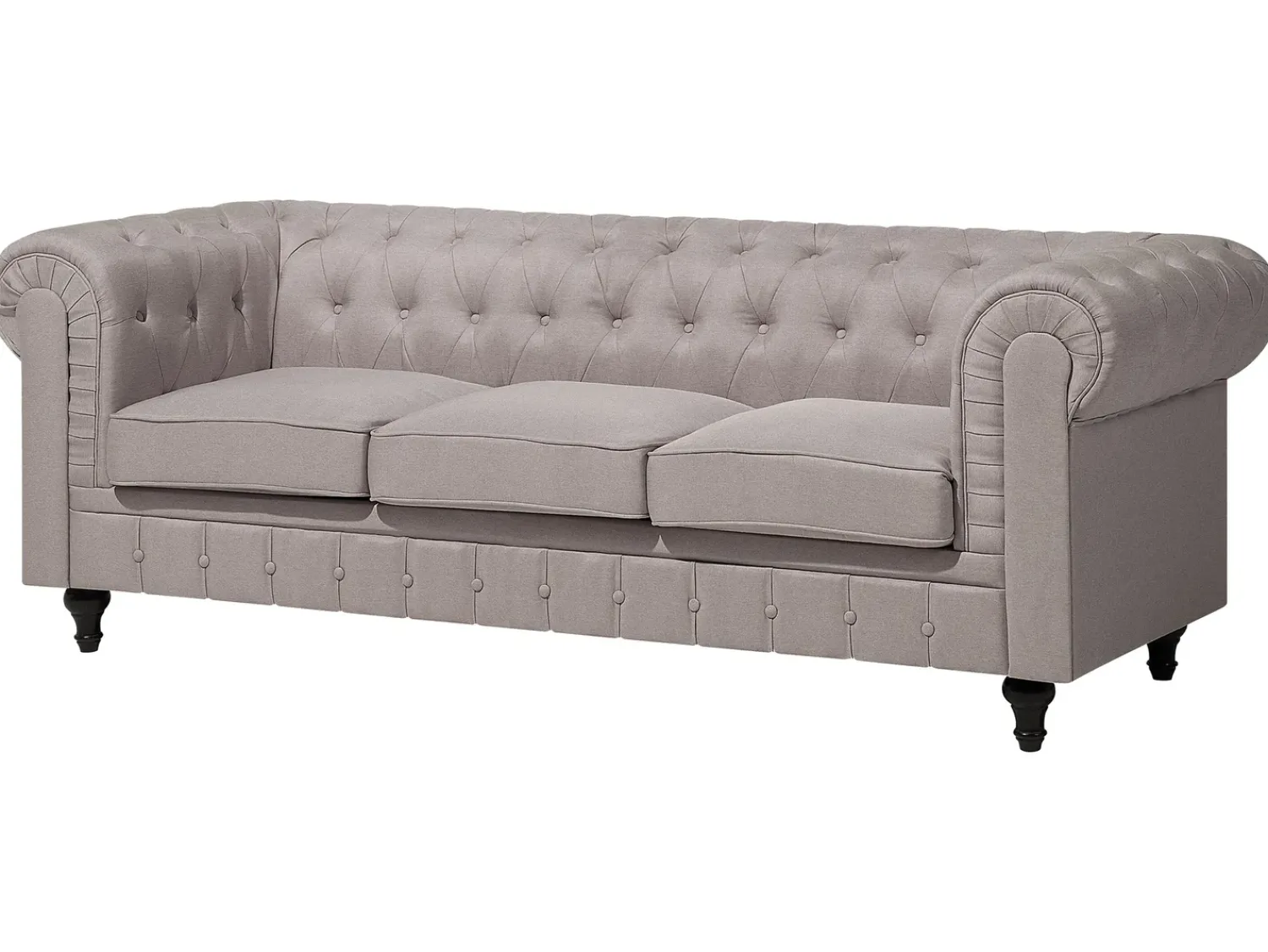 Online Beliani Divano angolare 6 posti CHESTERFIELD Tessuto Beige Lato destro Beige Marrone