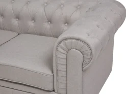 Online Beliani Divano angolare 6 posti CHESTERFIELD Tessuto Beige Lato destro Beige Marrone