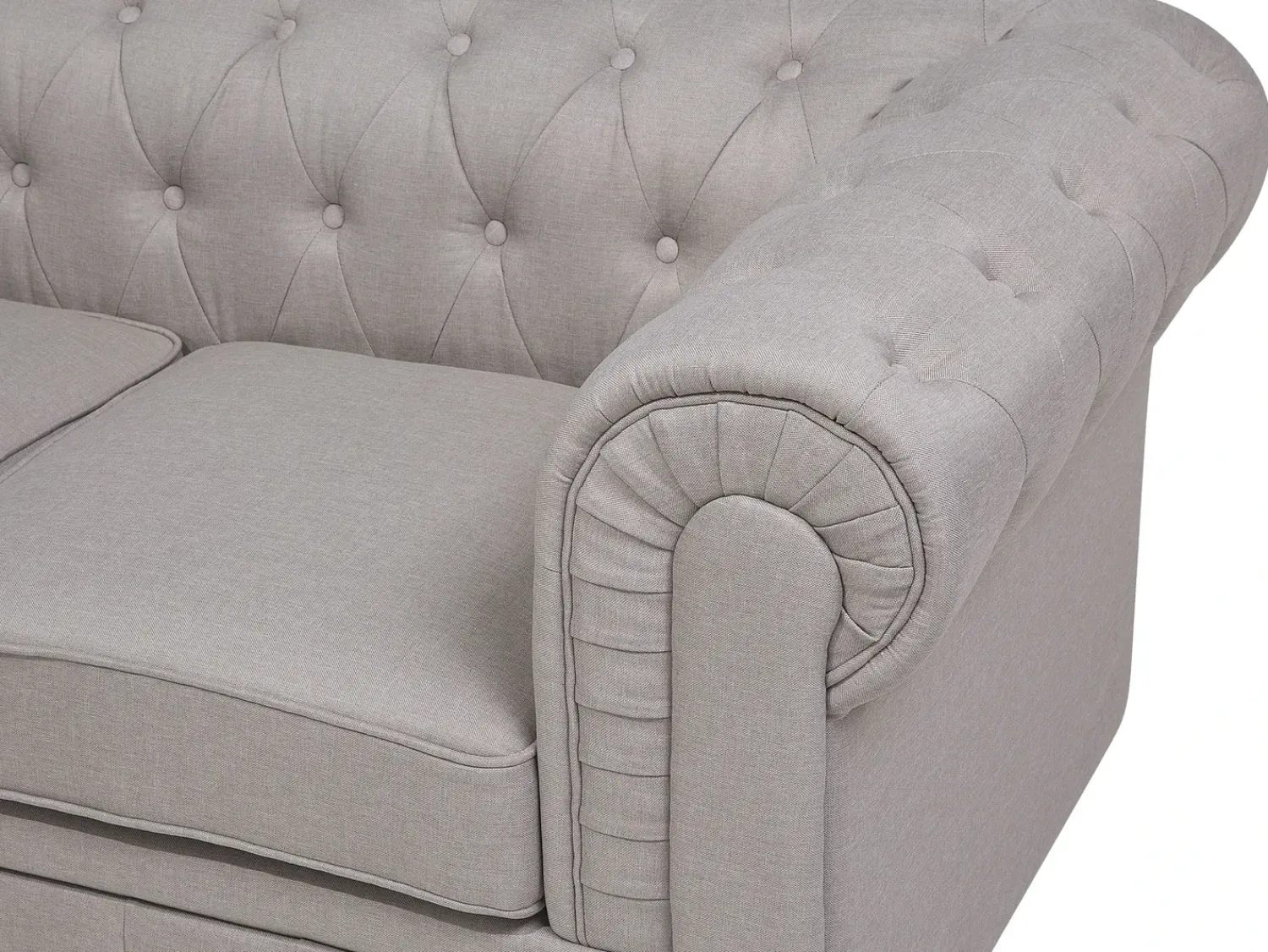 Online Beliani Divano angolare 6 posti CHESTERFIELD Tessuto Beige Lato destro Beige Marrone