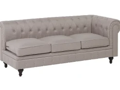 Online Beliani Divano angolare 6 posti CHESTERFIELD Tessuto Beige Lato destro Beige Marrone