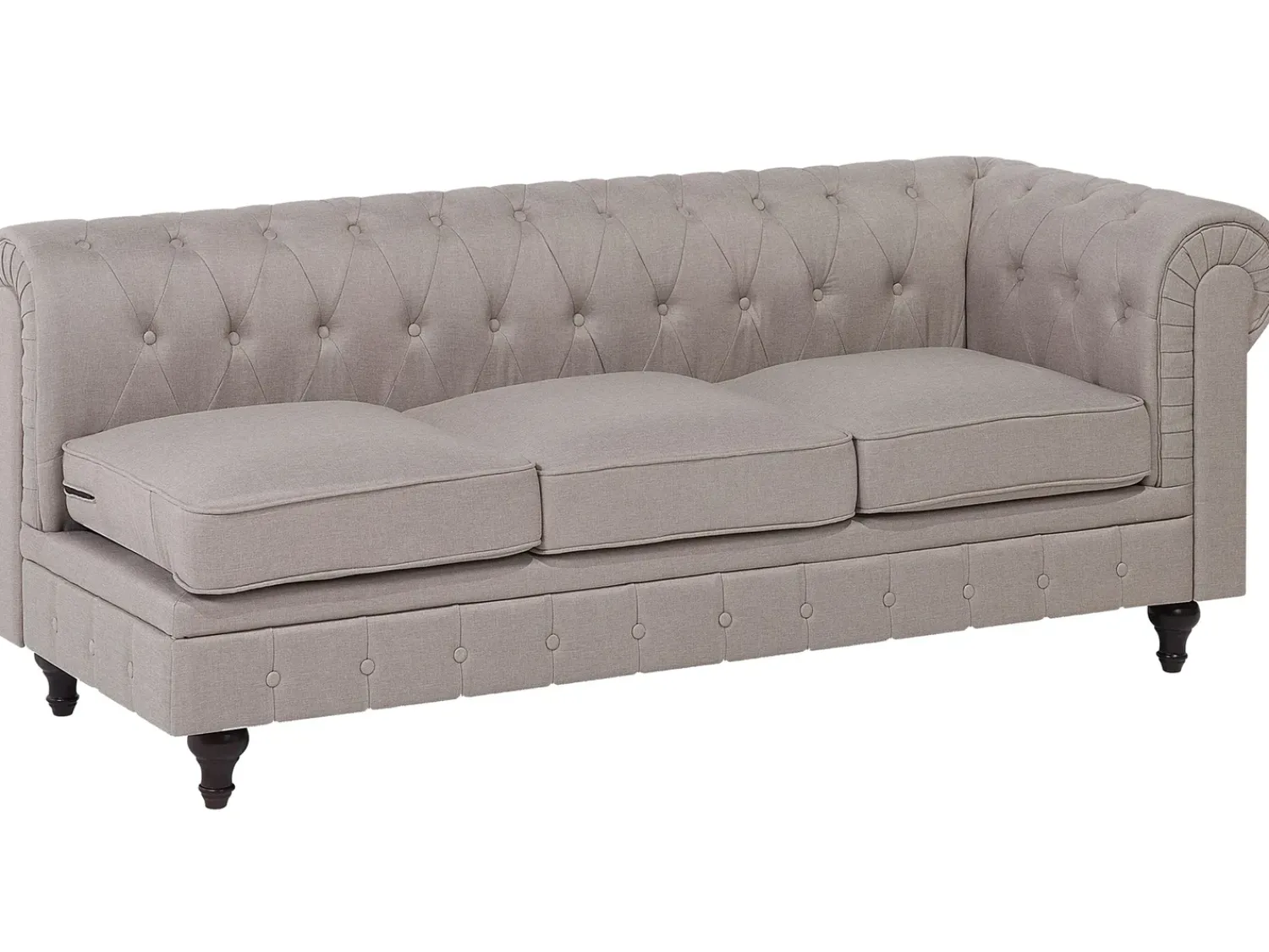 Online Beliani Divano angolare 6 posti CHESTERFIELD Tessuto Beige Lato destro Beige Marrone