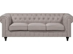 Online Beliani Divano angolare 6 posti CHESTERFIELD Tessuto Beige Lato destro Beige Marrone