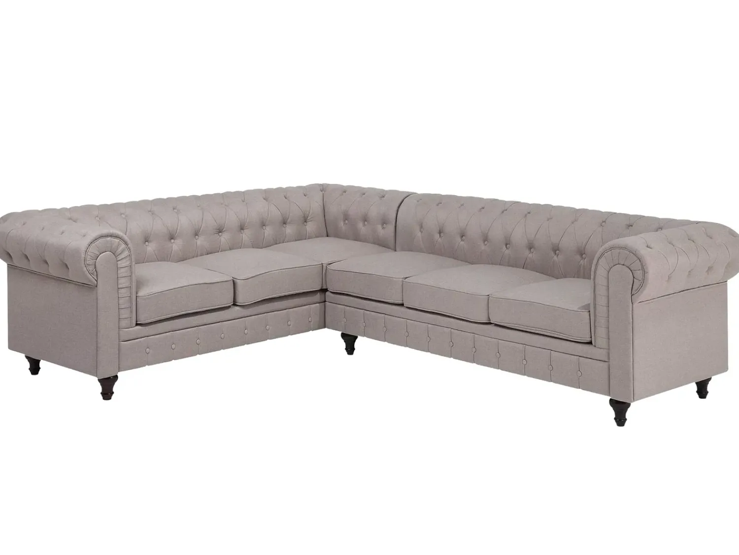 Online Beliani Divano angolare 6 posti CHESTERFIELD Tessuto Beige Lato destro Beige Marrone