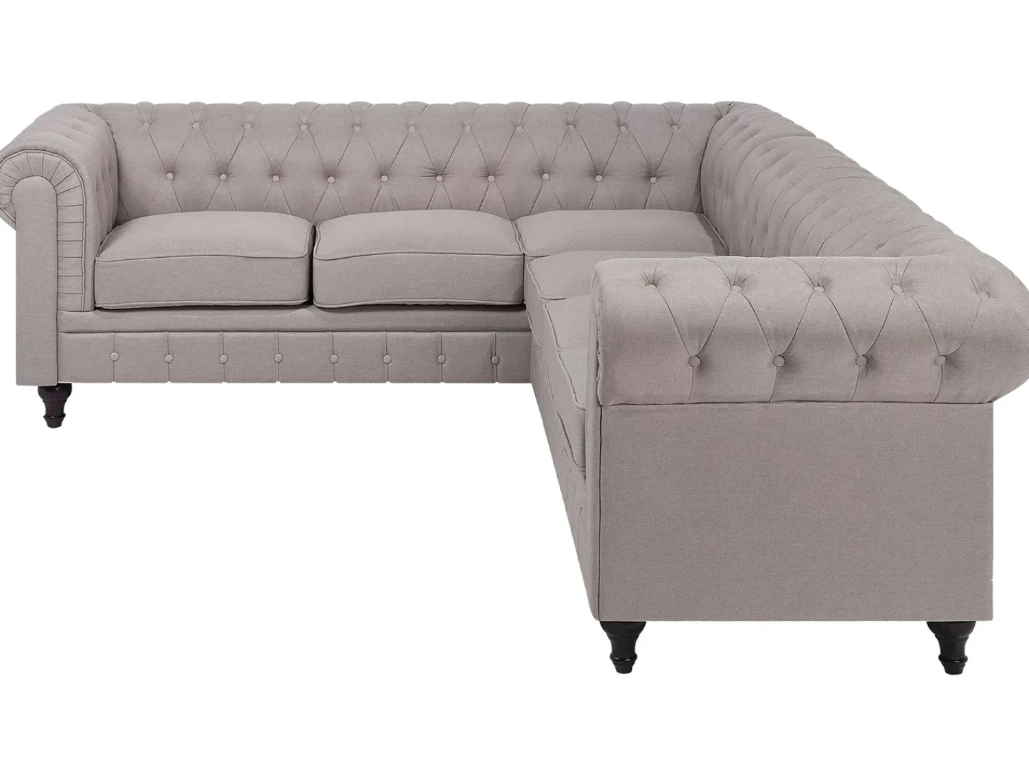 Online Beliani Divano angolare 6 posti CHESTERFIELD Tessuto Beige Lato destro Beige Marrone