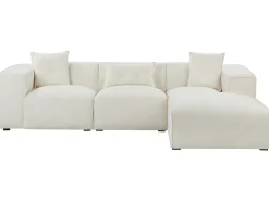 Clearance Beliani Divano angolare 3 posti DOLVA Bouclé Bianco sporco Lato Sinistro Bianco Nero