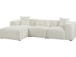Clearance Beliani Divano angolare 3 posti DOLVA Bouclé Bianco sporco Lato Sinistro Bianco Nero