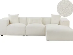 Clearance Beliani Divano angolare 3 posti DOLVA Bouclé Bianco sporco Lato Sinistro Bianco Nero