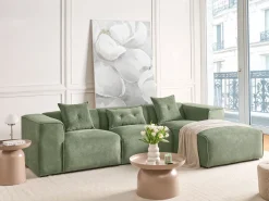 Clearance Beliani Divano angolare 3 posti DOLVA Ciniglia Verde scuro Verde Nero