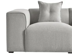 Outlet Beliani Divano angolare 3 posti DOLVA Tessuto Grigio chiaro Grigio Nero