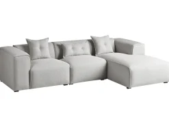 Outlet Beliani Divano angolare 3 posti DOLVA Tessuto Grigio chiaro Grigio Nero