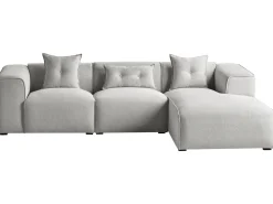 Outlet Beliani Divano angolare 3 posti DOLVA Tessuto Grigio chiaro Grigio Nero