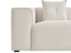Clearance Beliani Divano angolare 3 posti DOLVA Velluto a coste Bianco sporco Bianco Nero