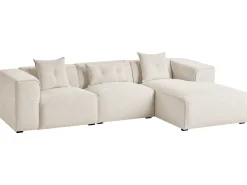 Clearance Beliani Divano angolare 3 posti DOLVA Velluto a coste Bianco sporco Bianco Nero
