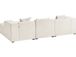 Clearance Beliani Divano angolare 3 posti DOLVA Velluto a coste Bianco sporco Bianco Nero