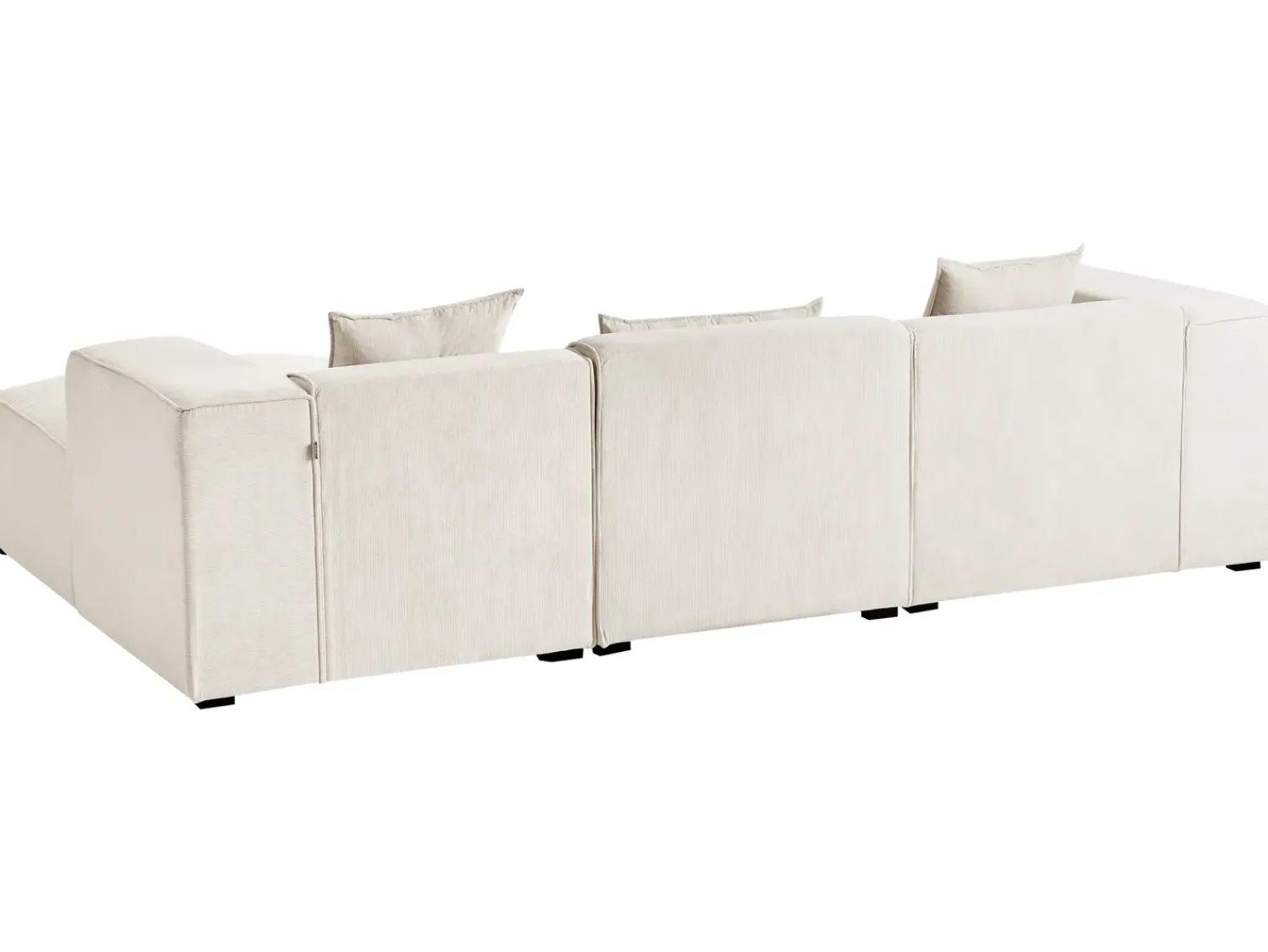 Clearance Beliani Divano angolare 3 posti DOLVA Velluto a coste Bianco sporco Bianco Nero