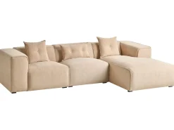 Discount Beliani Divano angolare 3 posti DOLVA Velluto a coste Beige Beige Nero