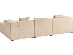 Discount Beliani Divano angolare 3 posti DOLVA Velluto a coste Beige Beige Nero