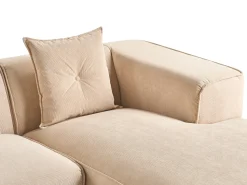 Discount Beliani Divano angolare 3 posti DOLVA Velluto a coste Beige Beige Nero