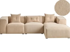 Discount Beliani Divano angolare 3 posti DOLVA Velluto a coste Beige Beige Nero