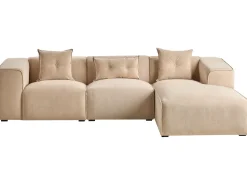 Discount Beliani Divano angolare 3 posti DOLVA Velluto a coste Beige Beige Nero