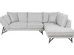 Discount Beliani Divano angolare 3 posti ELGA Lino Grigio chiaro Grigio Nero