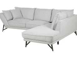 Discount Beliani Divano angolare 3 posti ELGA Lino Grigio chiaro Grigio Nero