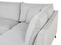Discount Beliani Divano angolare 3 posti ELGA Lino Grigio chiaro Grigio Nero