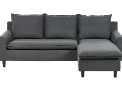 Outlet Beliani Divano angolare 3 posti ELVENES Tessuto Grigio scuro Marrone Grigio