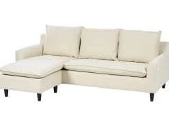 Online Beliani Divano angolare 3 posti ELVENES Tessuto Beige chiaro Beige Nero