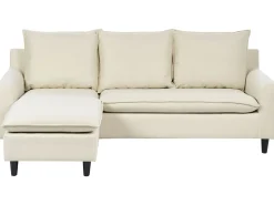 Online Beliani Divano angolare 3 posti ELVENES Tessuto Beige chiaro Beige Nero