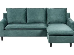 Discount Beliani Divano angolare 3 posti ELVENES Velluto Foglia di tè Blu Nero