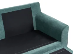 Discount Beliani Divano angolare 3 posti ELVENES Velluto Foglia di tè Blu Nero