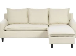 New Beliani Divano angolare 3 posti ELVENES Tessuto Beige chiaro Beige Nero