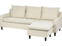 New Beliani Divano angolare 3 posti ELVENES Tessuto Beige chiaro Beige Nero