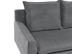Outlet Beliani Divano angolare 3 posti ELVENES Tessuto Grigio scuro Marrone Grigio