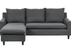 Outlet Beliani Divano angolare 3 posti ELVENES Tessuto Grigio scuro Marrone Grigio