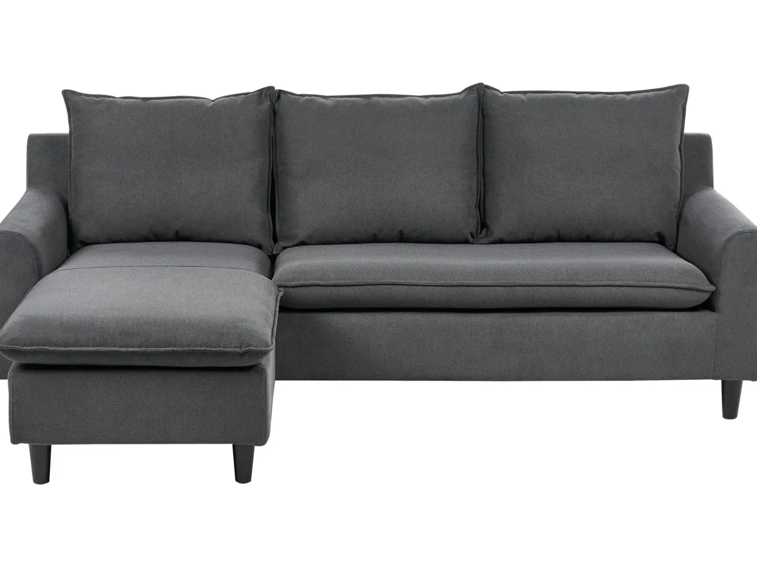 Outlet Beliani Divano angolare 3 posti ELVENES Tessuto Grigio scuro Marrone Grigio
