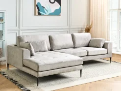Best Beliani Divano angolare 3 posti FLAM Velluto Grigio Grigio Nero