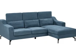 Online Beliani Divano angolare 4 posti GLOSLI Tessuto Blu marino Lato Sinistro Blu Nero