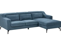 Online Beliani Divano angolare 4 posti GLOSLI Tessuto Blu marino Lato Sinistro Blu Nero
