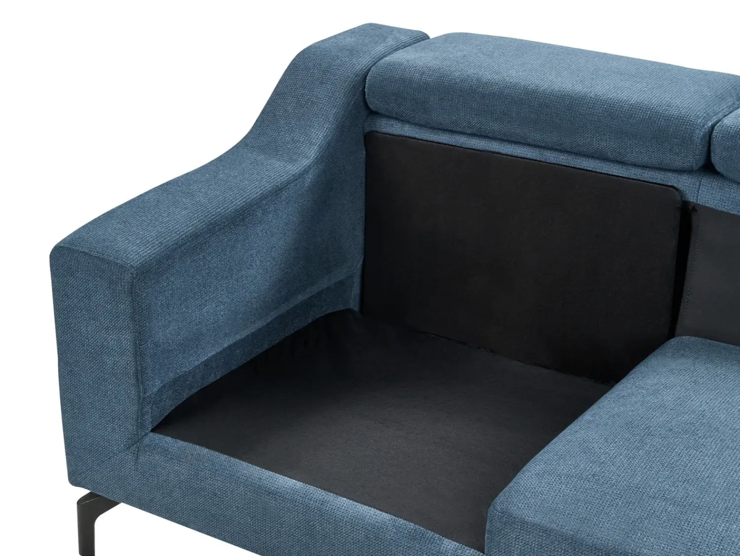 Online Beliani Divano angolare 4 posti GLOSLI Tessuto Blu marino Lato Sinistro Blu Nero