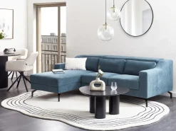 Sale Beliani Divano angolare 4 posti GLOSLI Ciniglia Blu Lato destro Blu Nero