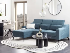 Sale Beliani Divano angolare 4 posti GLOSLI Ciniglia Blu Lato destro Blu Nero