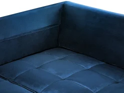 Sale Beliani Divano angolare 3 posti GRENA Velluto Blu marino Lato Sinistro Marrone Blu