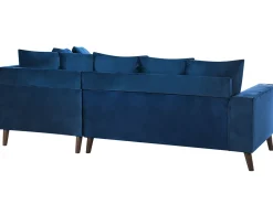 Sale Beliani Divano angolare 3 posti GRENA Velluto Blu marino Lato Sinistro Marrone Blu