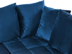 Sale Beliani Divano angolare 3 posti GRENA Velluto Blu marino Lato Sinistro Marrone Blu