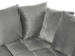 New Beliani Divano angolare 3 posti GRENA Velluto Grigio chiaro Lato Sinistro Marrone Grigio