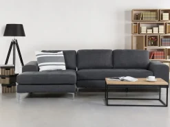 Clearance Beliani Divano angolare 4 posti KIRUNA Tessuto Grigio scuro Lato destro Argento Grigio